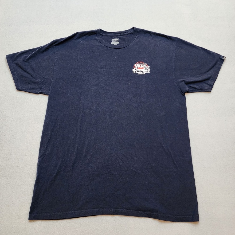 Vans A Positive Attitude Since 1966 Graphic T-Shirt Navy Blue Adult XL Skater